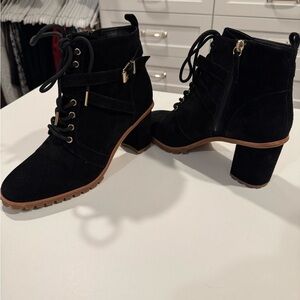 White House Black Market black suede ankle boots NEW